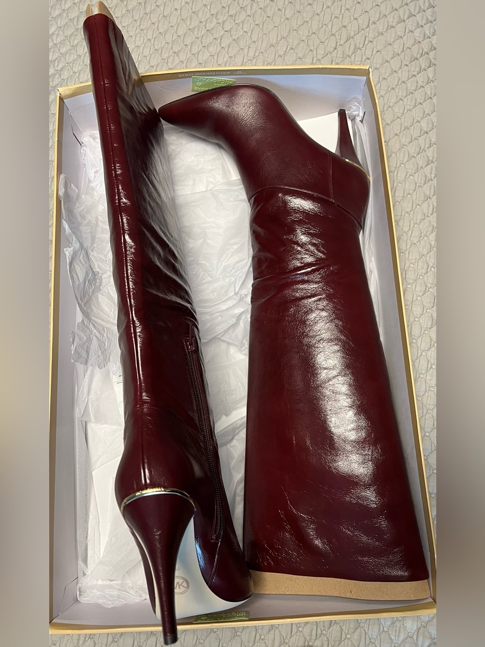 Michael Kors Rosalyn Burgundy (OxBlood) Leather Over-the-Knee Stiletto Boots
